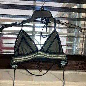 Khaki Green Triangle Bikini top